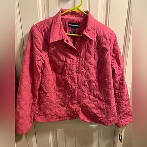 NWT Requirements XL Jacket Pink Quilted Metal Snap Front Coat X Large